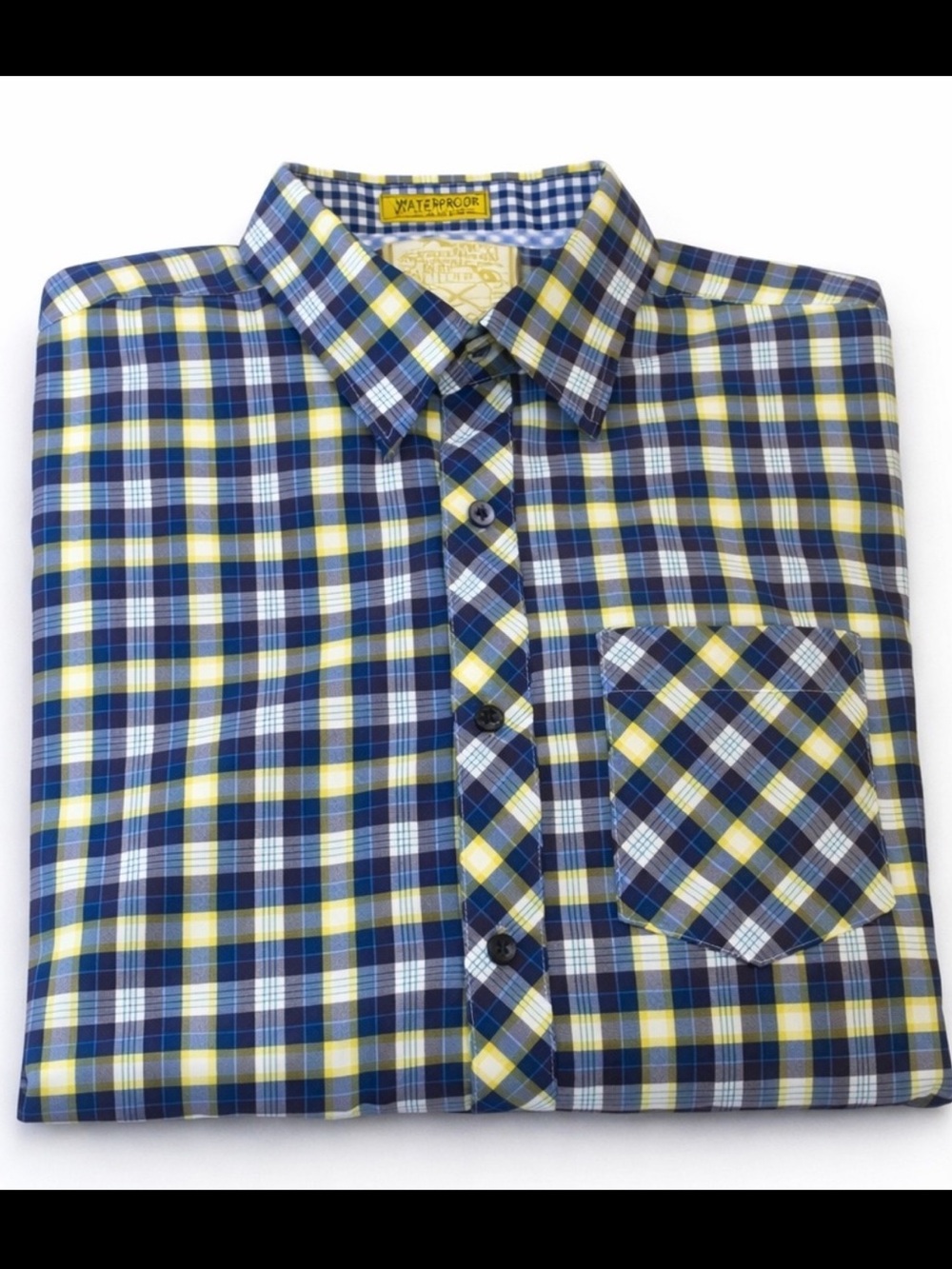 Sovereign Code Craig Plaid Button-Down Shirt | Blue Yellow Brown | Men’s Medium